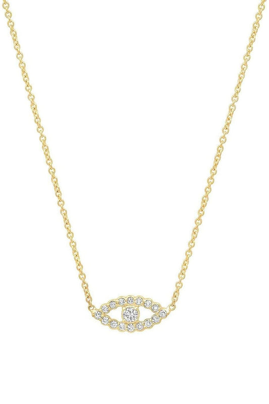 JENNIFER MEYER-Mini Diamond Open Evil Eye Necklace-YELLOW GOLD