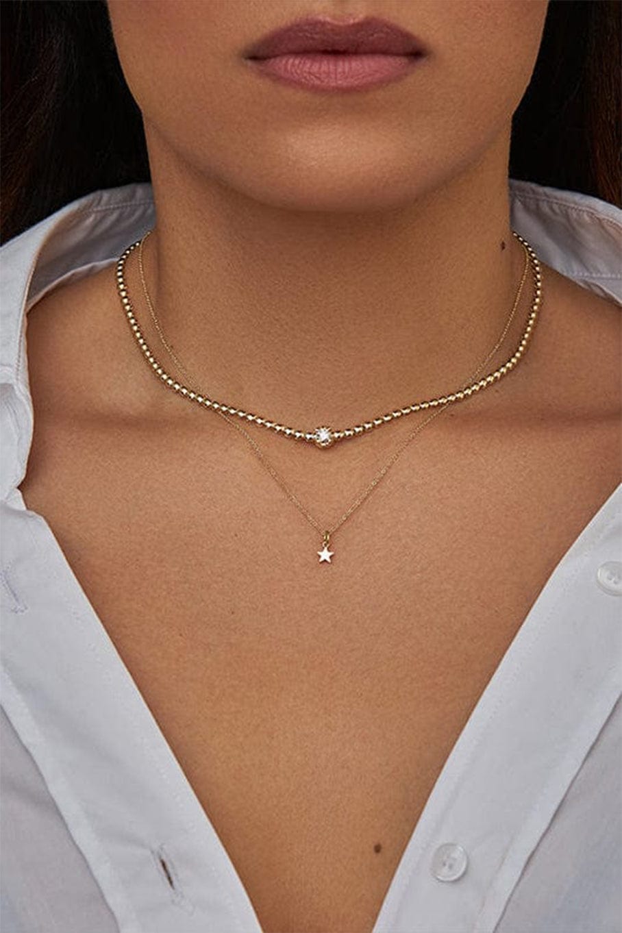 JENNIFER MEYER-Mini Star Necklace-YELLOW GOLD