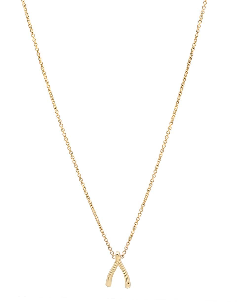 JENNIFER MEYER-Mini Wishbone Necklace-YELLOW GOLD