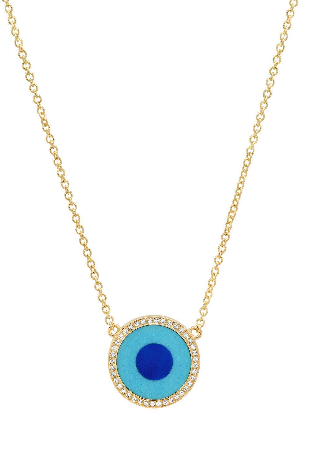 Turquoise Lapis Diamond Mini Inlay Evil Eye Necklace-YELLOW GOLD-JEWELRYFINE JEWELNECKLACE O-JENNIFER MEYER