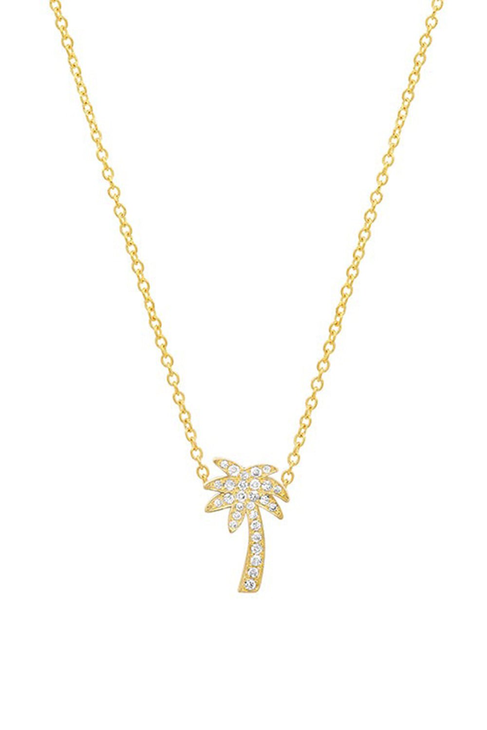 18kt yellow gold small diamond palm leaf necklace
