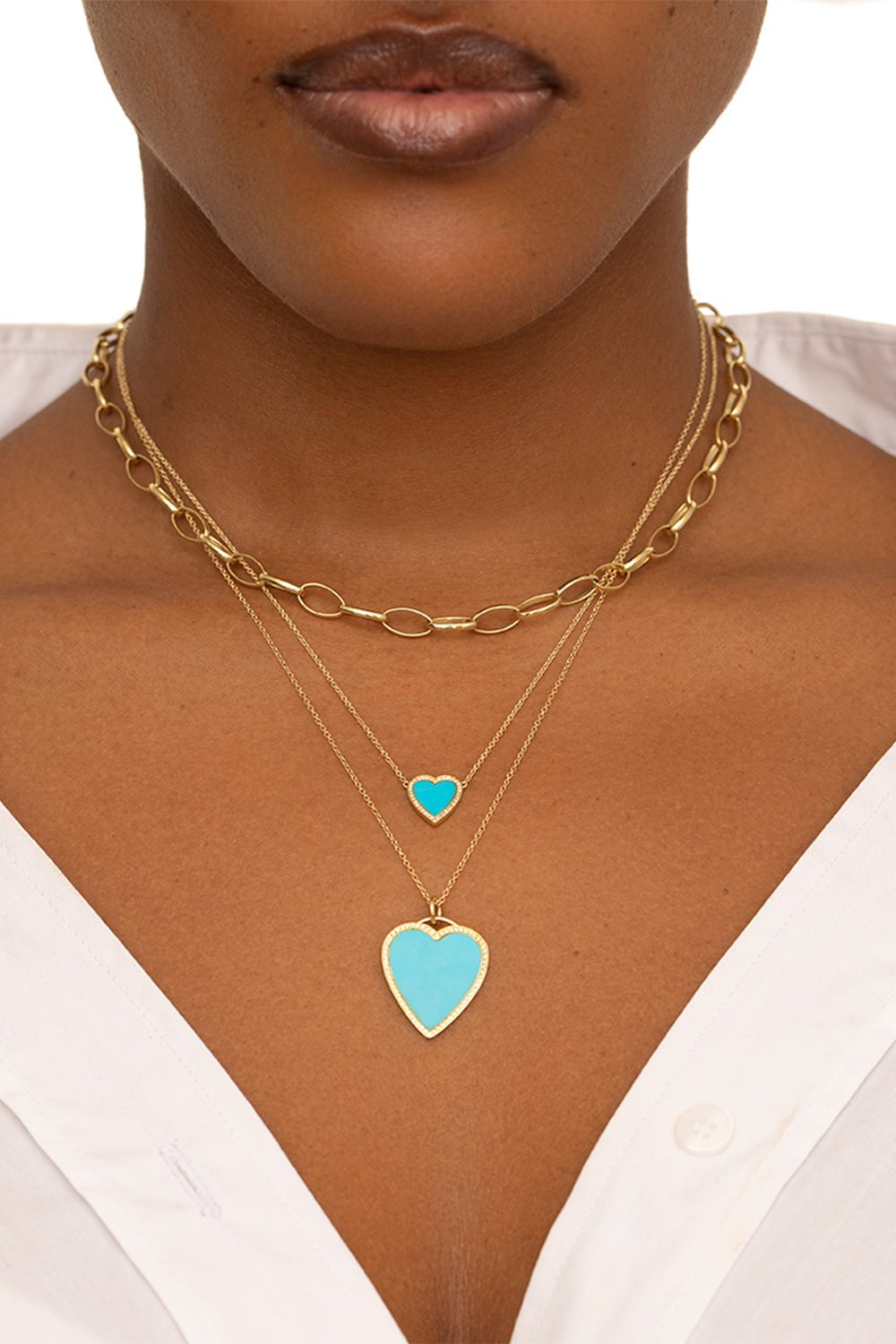 JENNIFER MEYER-Large Inlay Heart Necklace-YELLOW GOLD