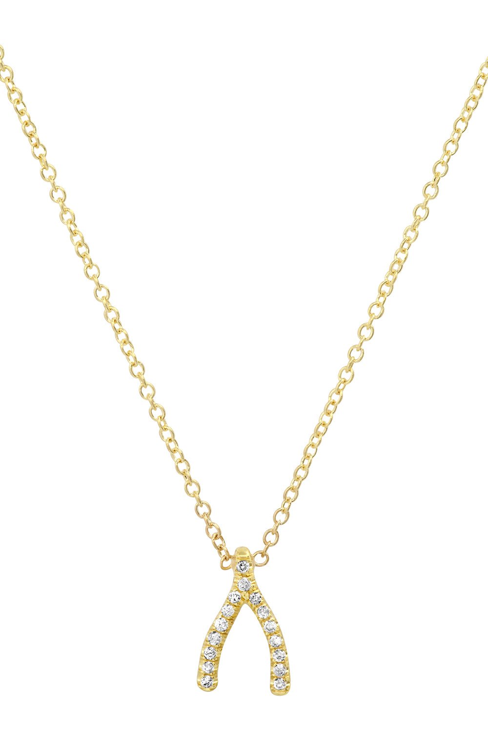 JENNIFER MEYER-Mini Diamond Wishbone Necklace-YELLOW GOLD