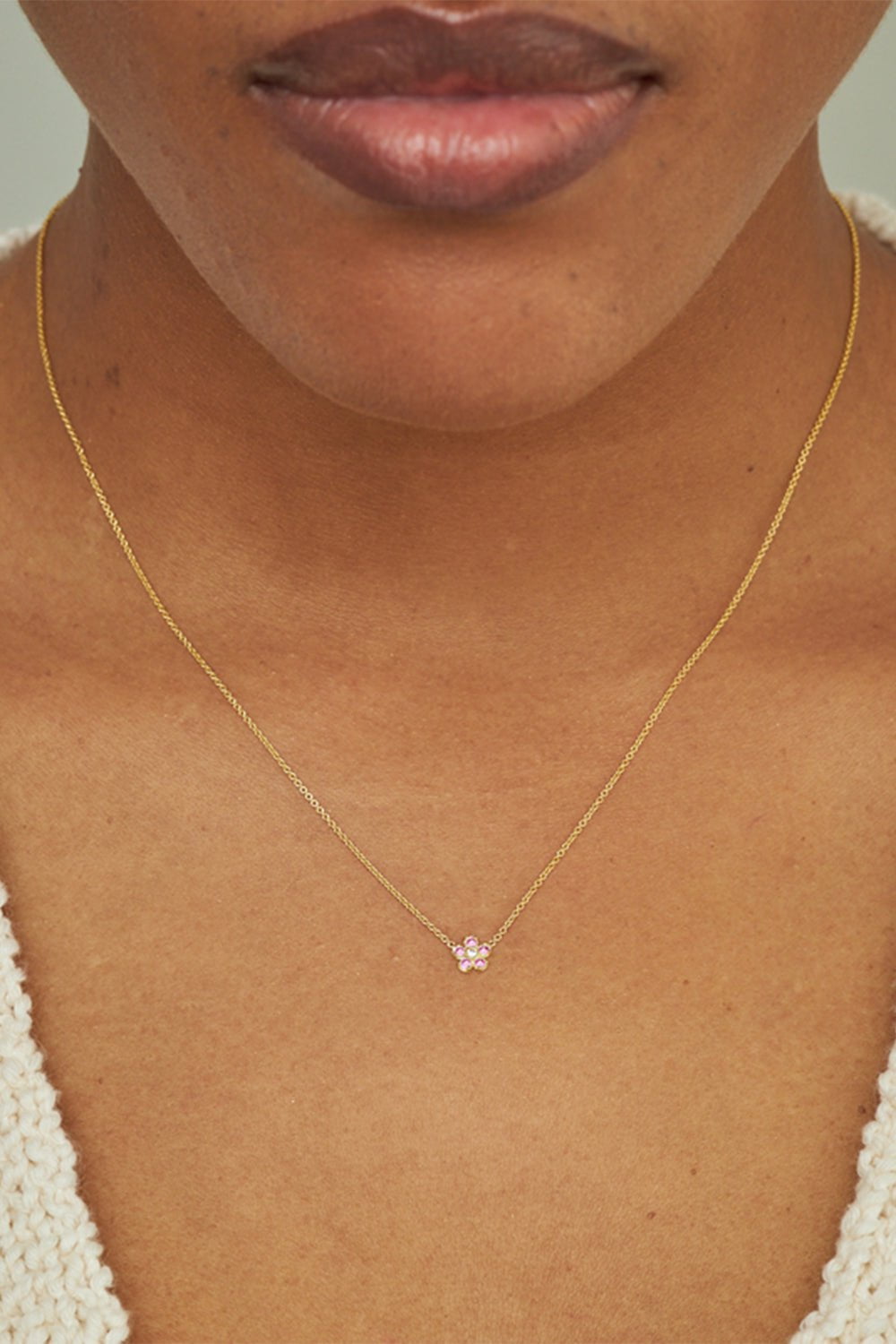 JENNIFER MEYER-Mini Flower Necklace-YELLOW GOLD