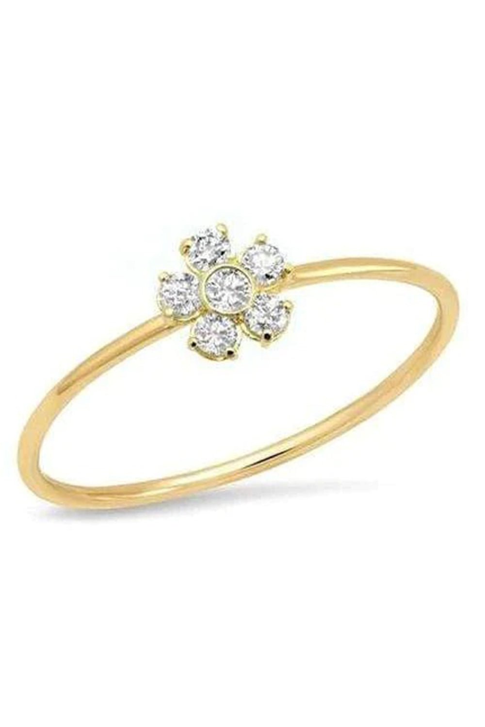 JENNIFER MEYER-Mini Diamond Flower Ring-YELLOW GOLD