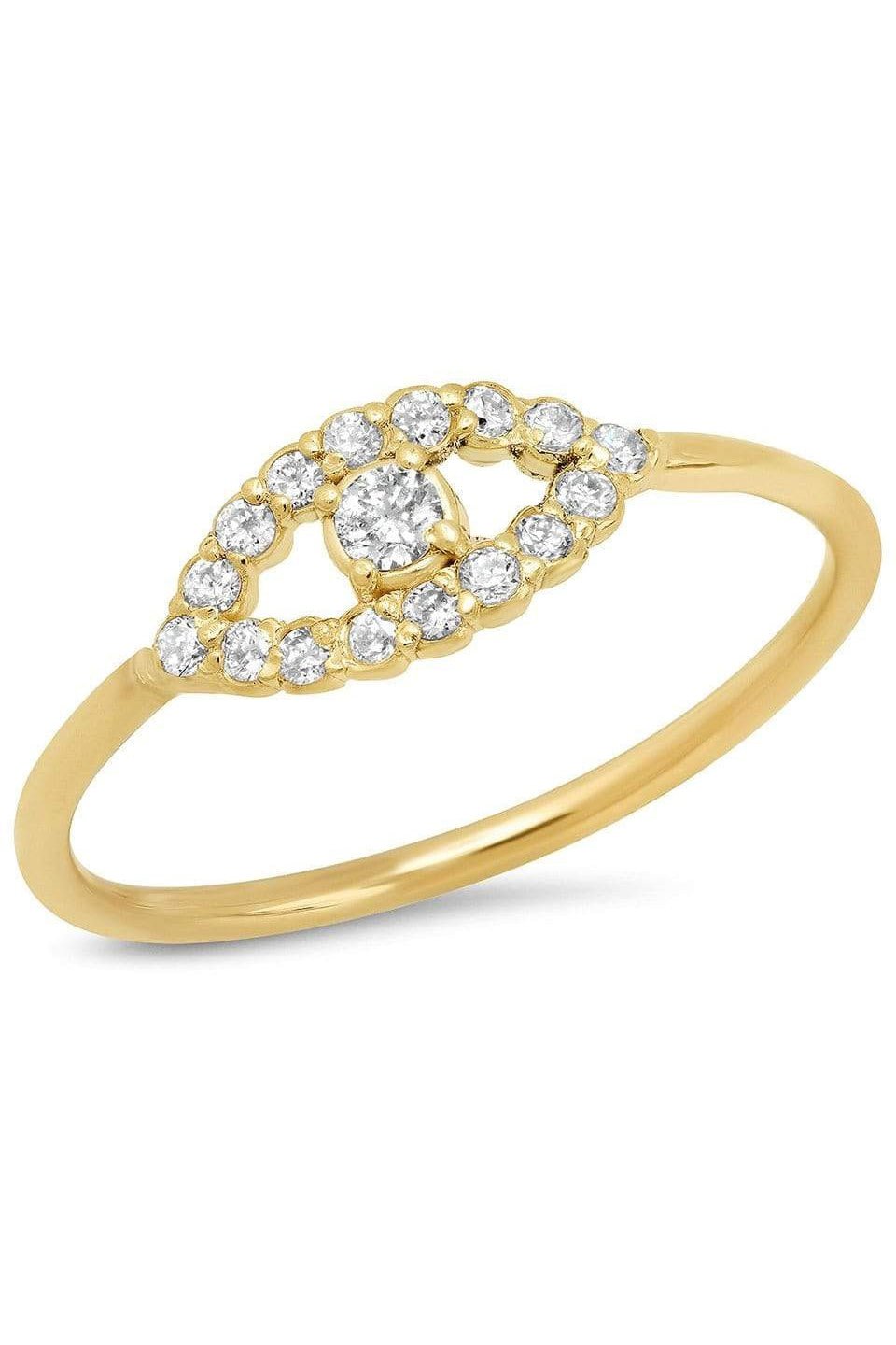 JENNIFER MEYER-Mini Diamond Open Evil Eye Ring-YELLOW GOLD