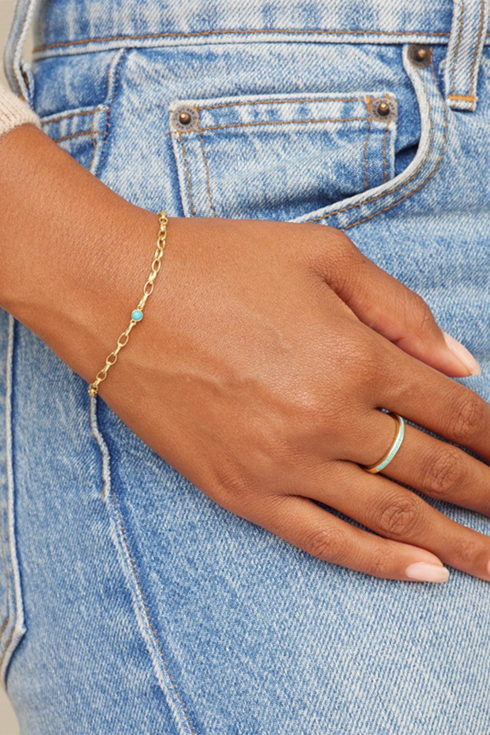 Turquoise Channel Set Baguette Ring-YELLOW GOLD-6.5-JEWELRYFINE JEWELRING-JENNIFER MEYER