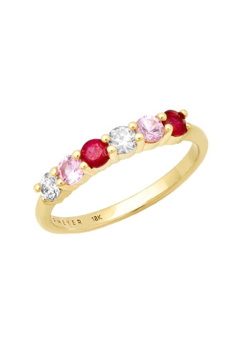 JENNIFER MEYER-Diamond Pink Sapphire Ruby Ring-YELLOW GOLD