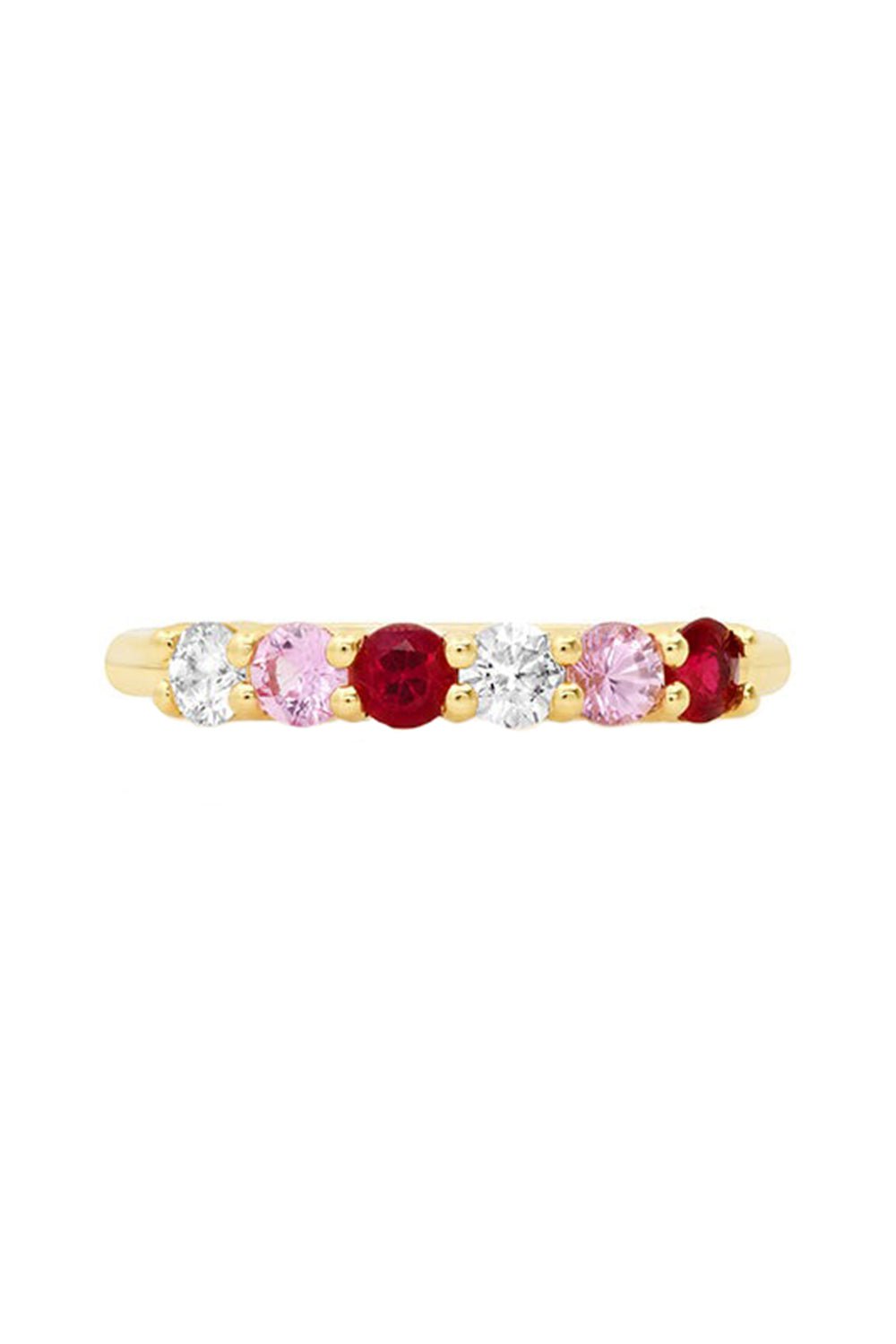 JENNIFER MEYER-Diamond Pink Sapphire Ruby Ring-YELLOW GOLD