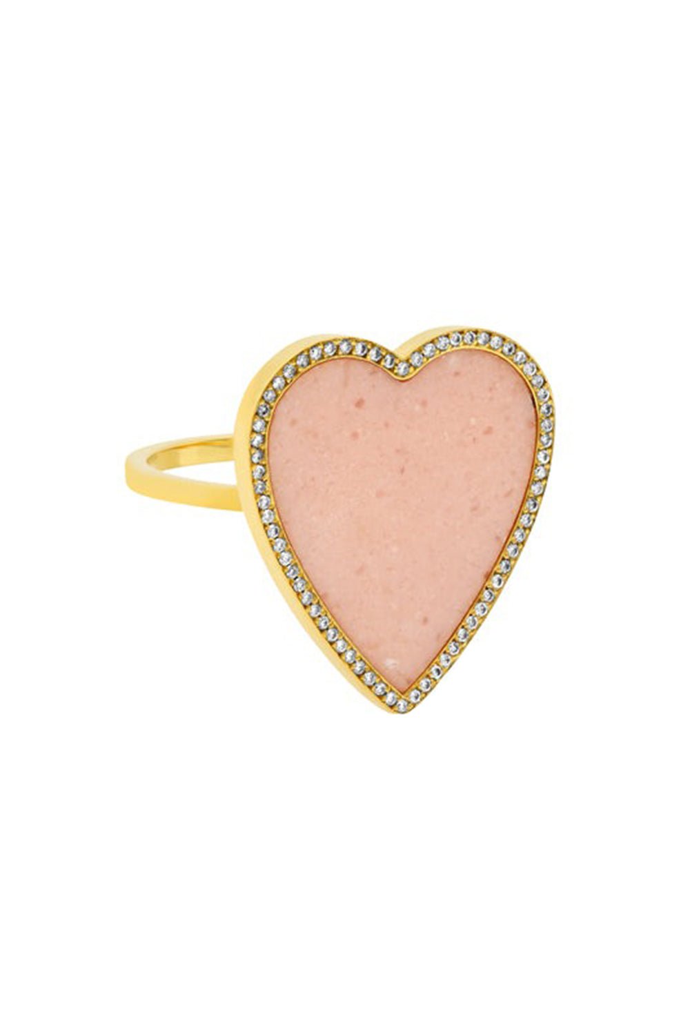 JENNIFER MEYER-Pink Opal Diamond Heart Ring-YELLOW GOLD