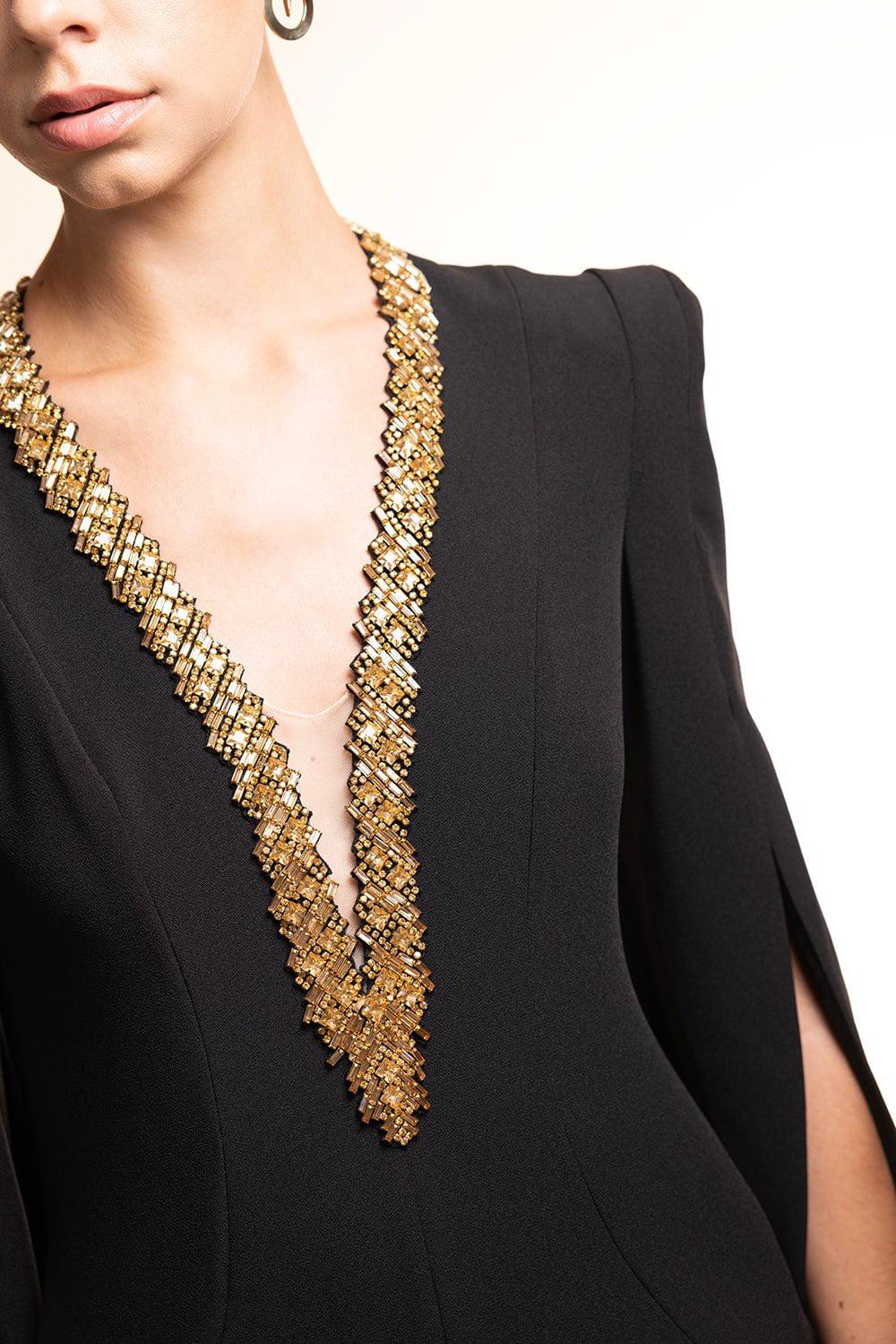 JENNY PACKHAM-Cozumel Embelished Cape Gown-