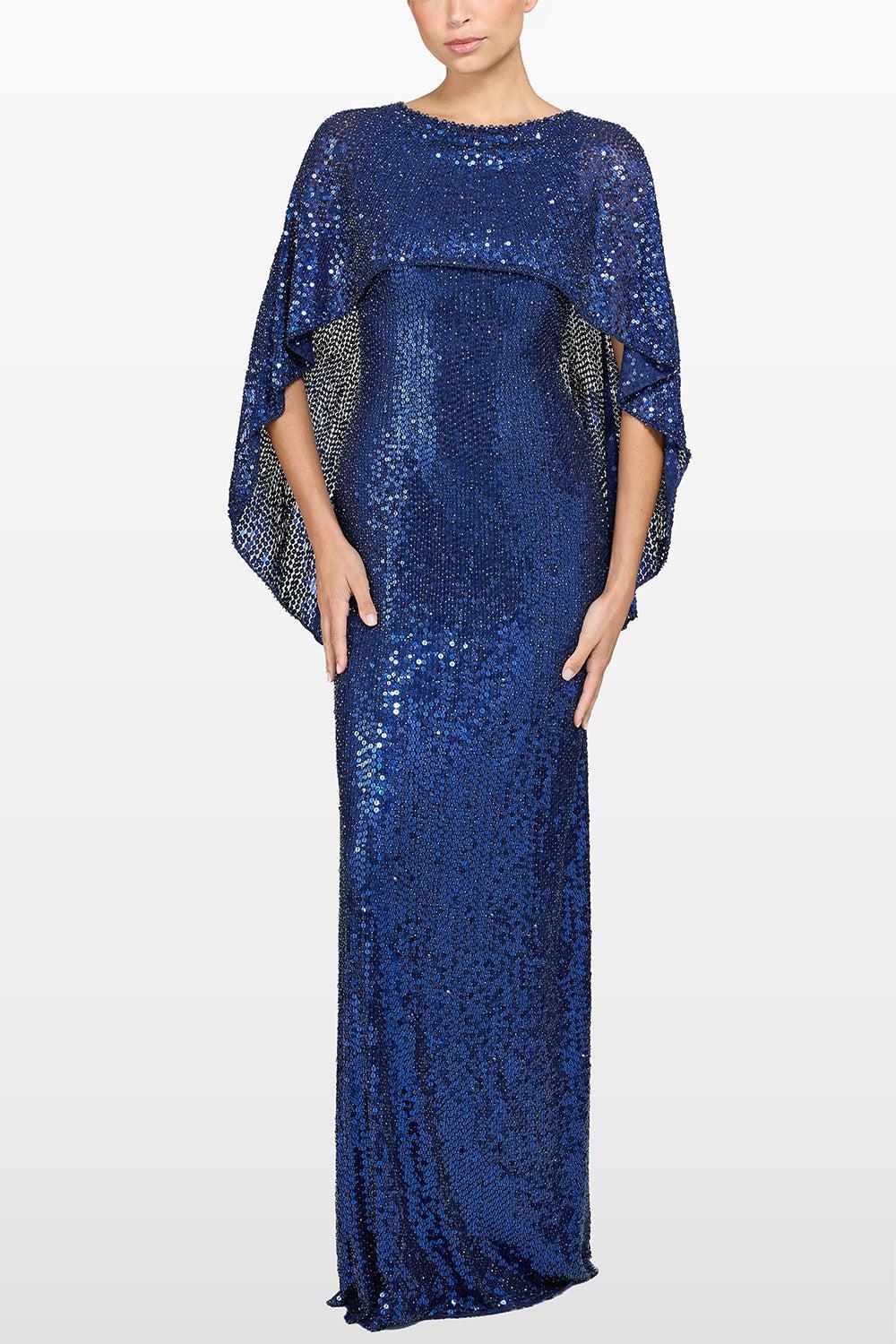 Elvira Sequin Cape Gown-BLUE-8-CLOTHINGDRESSGOWN-JENNY PACKHAM