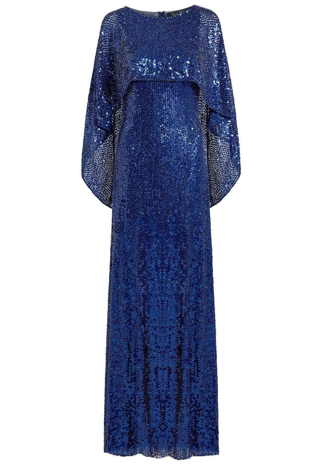 Elvira Sequin Cape Gown-BLUE-8-CLOTHINGDRESSGOWN-JENNY PACKHAM