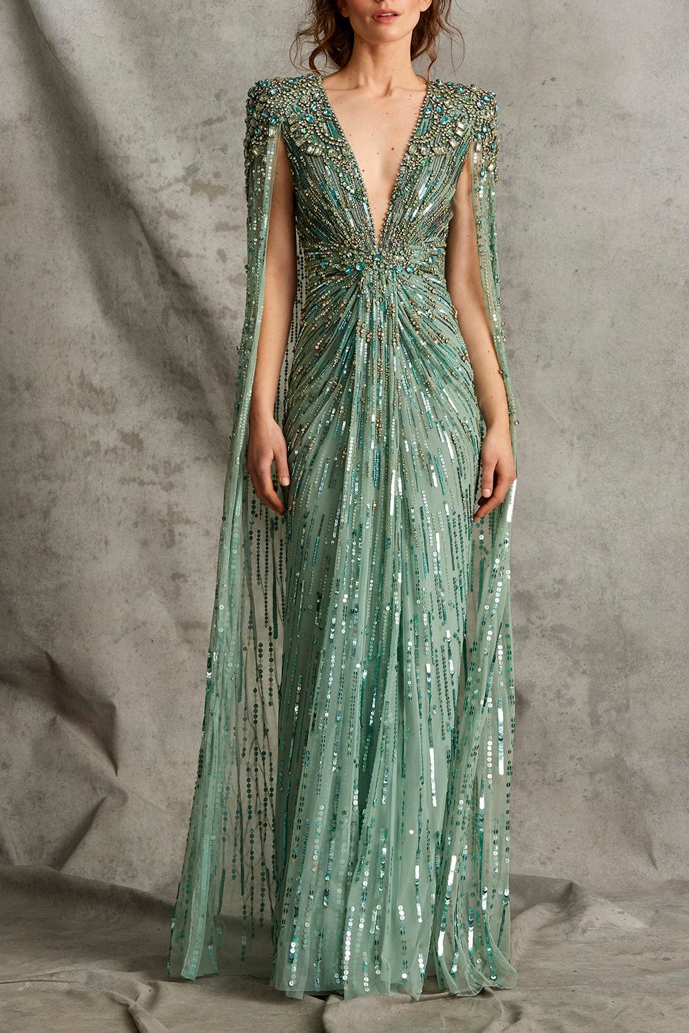 JENNY PACKHAM-Lotus Lady Gown-GENTLE GREEN