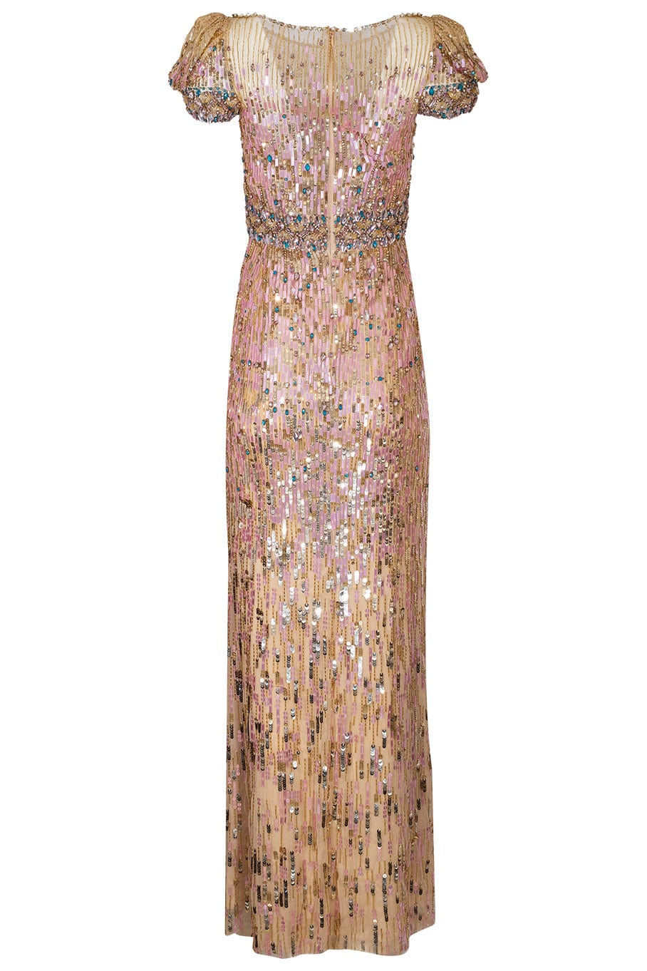 JENNY PACKHAM-Sungem Ruched Slv Bead Gown-