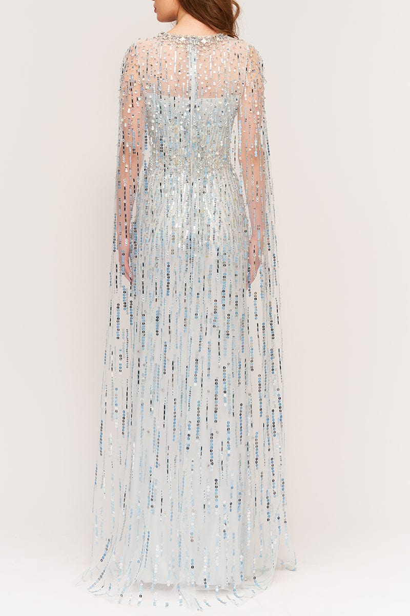 JENNY PACKHAM-Lux Sequin Gown With Cape-