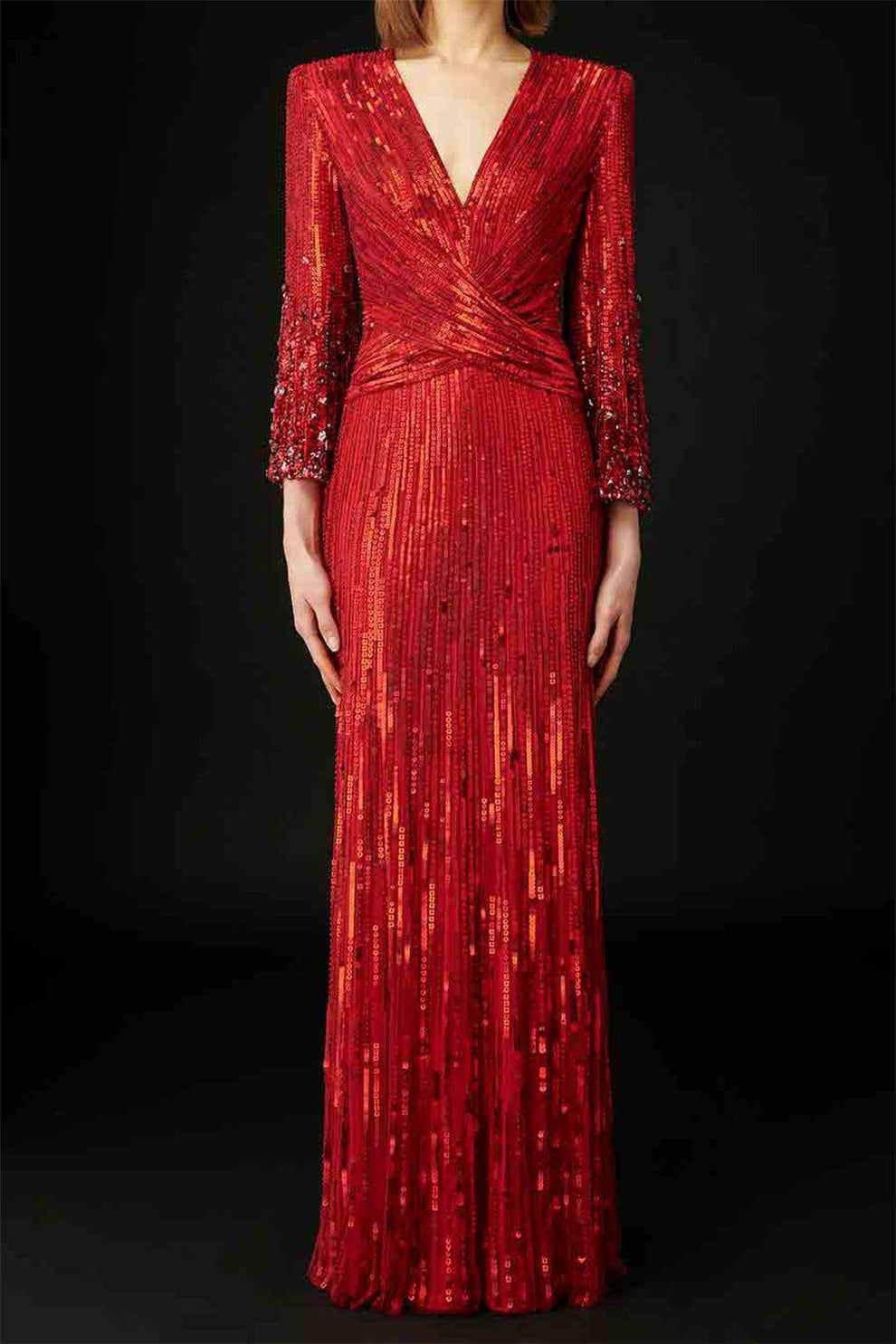 Jenny Packham Cosmos Tonal Sequined Crystal V-Neck Gown, Regency Red, Women's, 10, Evening Formal Gala Gowns Mother of The Bride Groom Sequined Gowns Jenny Packham Cosmos Tonal Sequined Crystal V-Neck Gown, Regency Red, Women's, 10, Evening Formal Gala Gowns Mother of The Bride Groom Sequined Gowns