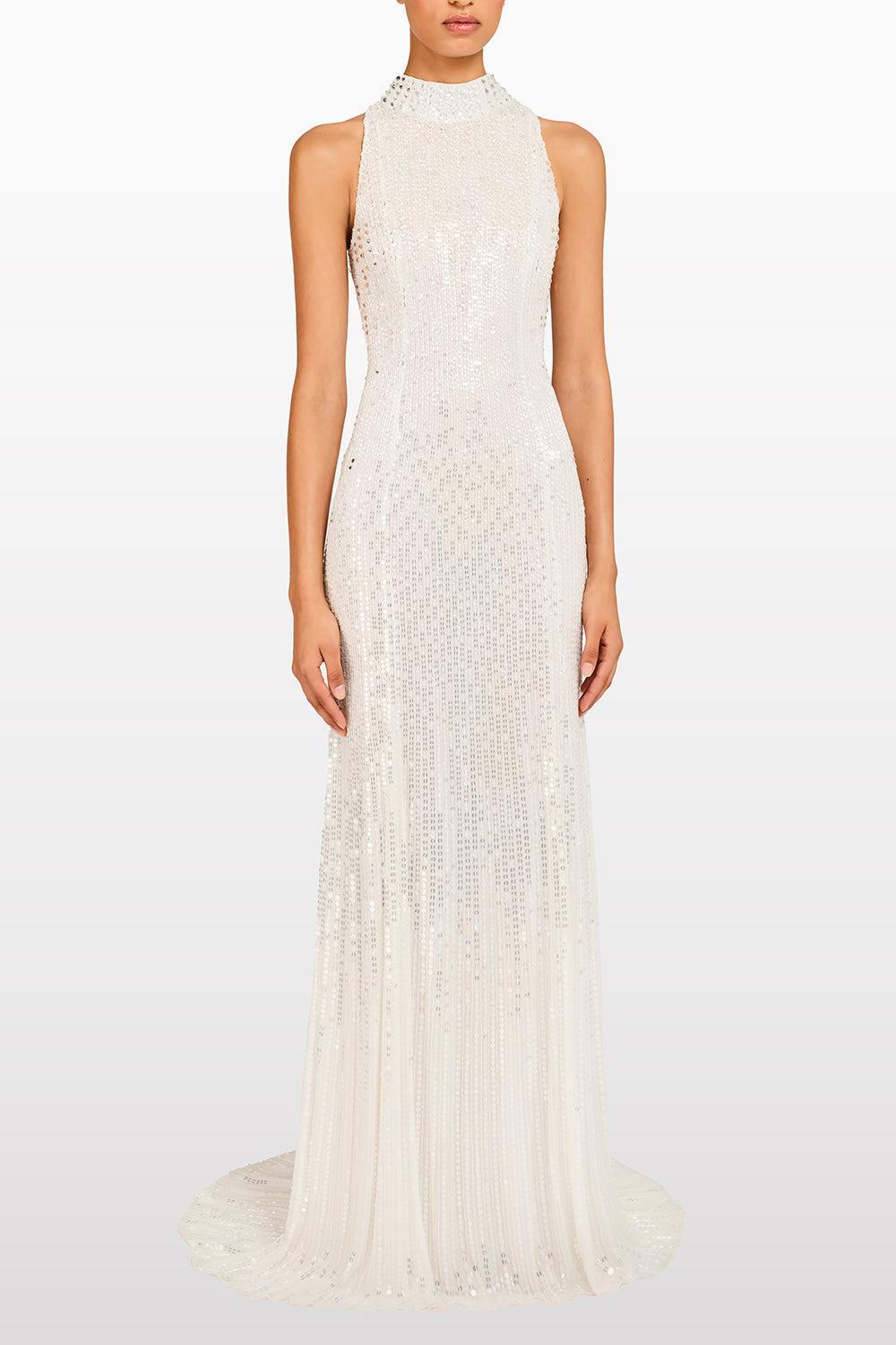 Benue Sequin Beaded Gown-VANILLA-4-CLOTHINGDRESSGOWN-JENNY PACKHAM