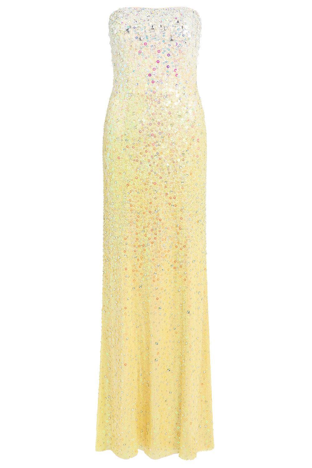 Marle Saint Embellished Strapless Maxi Dress-YELLOW-2-CLOTHINGDRESSGOWN-JENNY PACKHAM