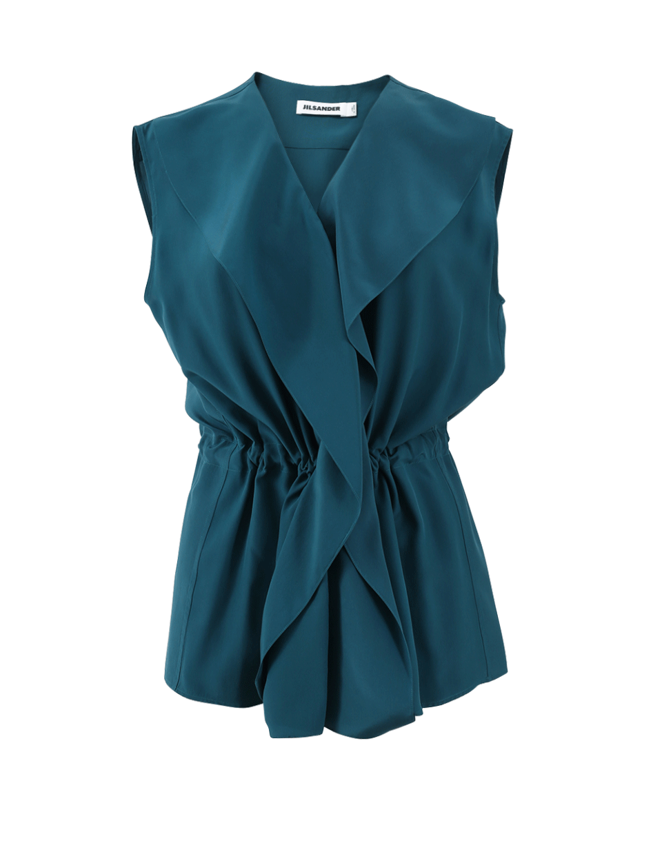 JIL SANDER-Ruffle Drawstring Waist Top-