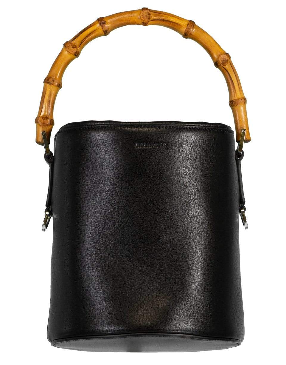 JIL SANDER-Bamboo Handle Soft Bucket Bag-BLACK