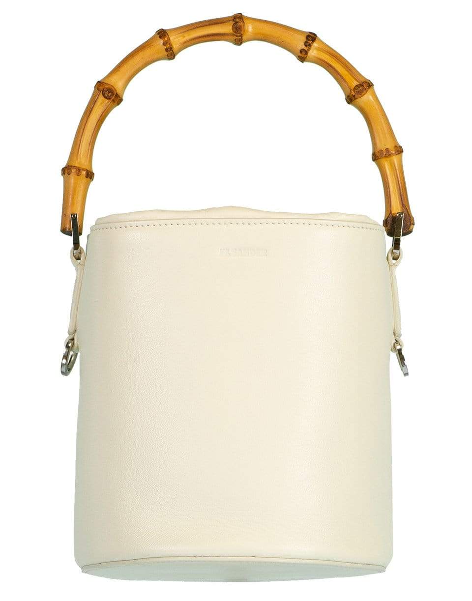 JIL SANDER-White Bamboo Handle Soft Bucket Bag-YOGURT