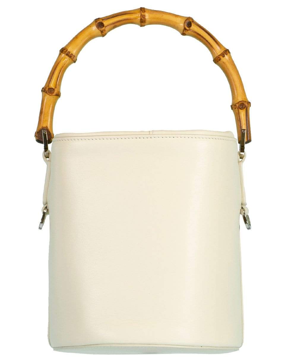 JIL SANDER-White Bamboo Handle Soft Bucket Bag-YOGURT