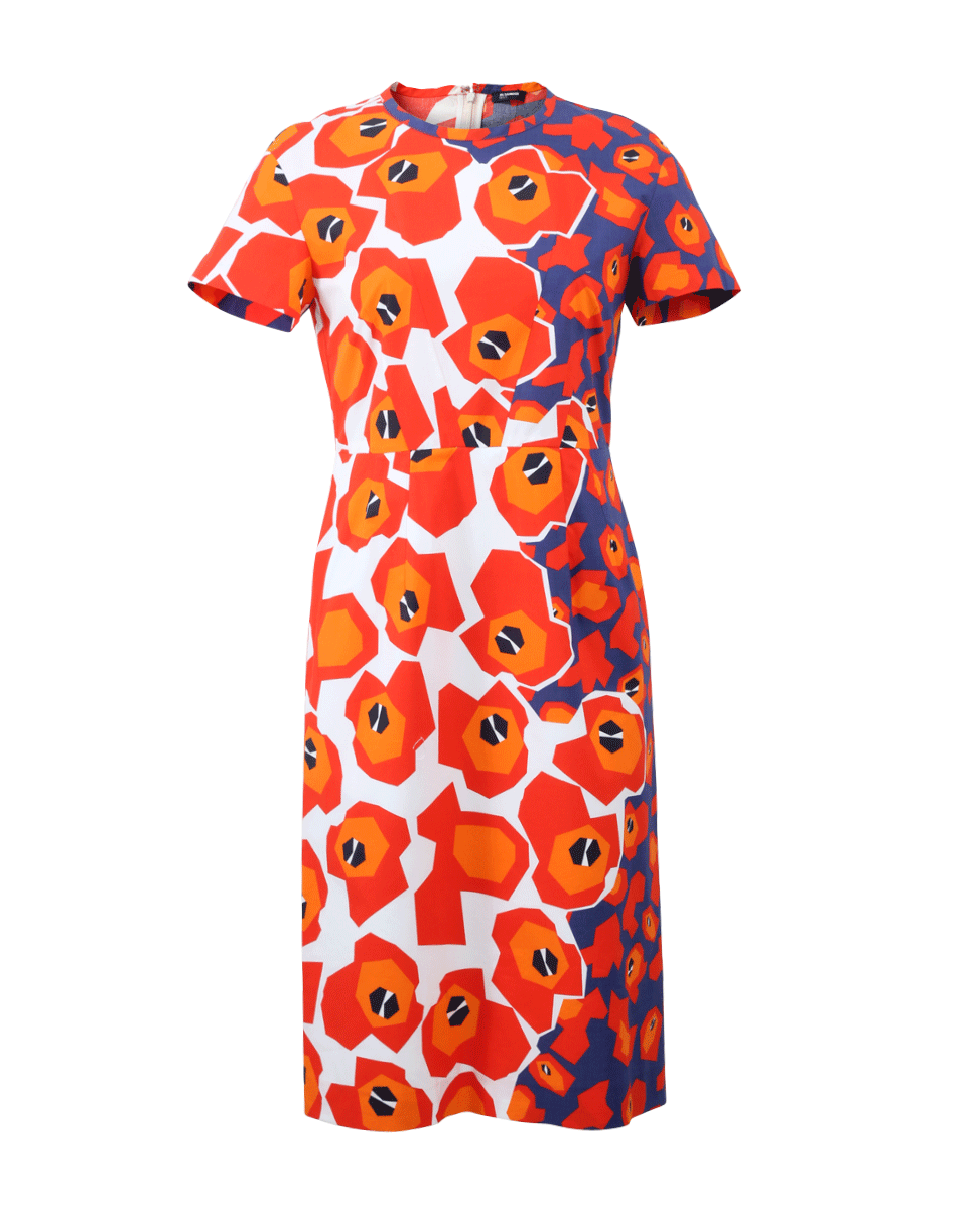 JIL SANDER NAVY-Printed Cotton Dress-