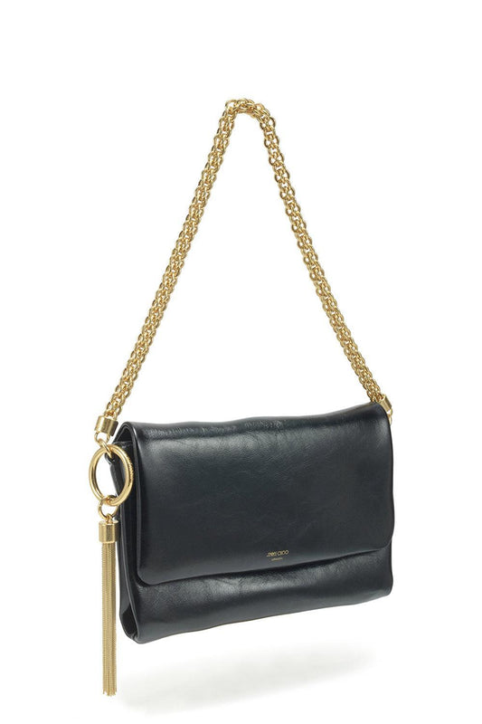 Callie Flap Biker Shoulder Bag-BLACK/GOLD-HANDBAGSHOULDER-JIMMY CHOO