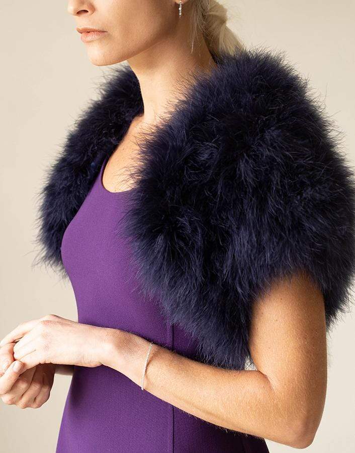 JOAN LEE-Feather Capelet-NAVY