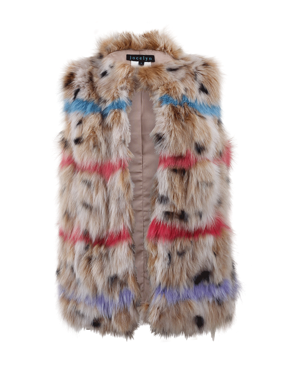 JOCELYN-Animal Print Fox Fur Vest-