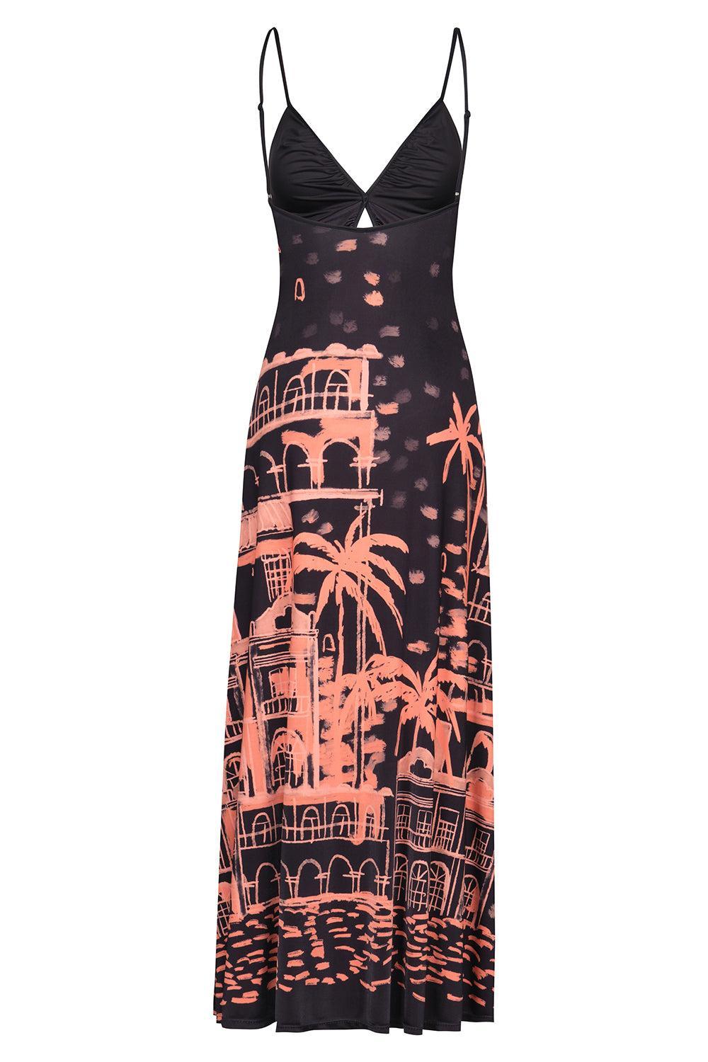 Nuestra Tierra Dress-BK/PEACH-2-CLOTHINGDRESSCASUAL-JOHANNA ORTIZ