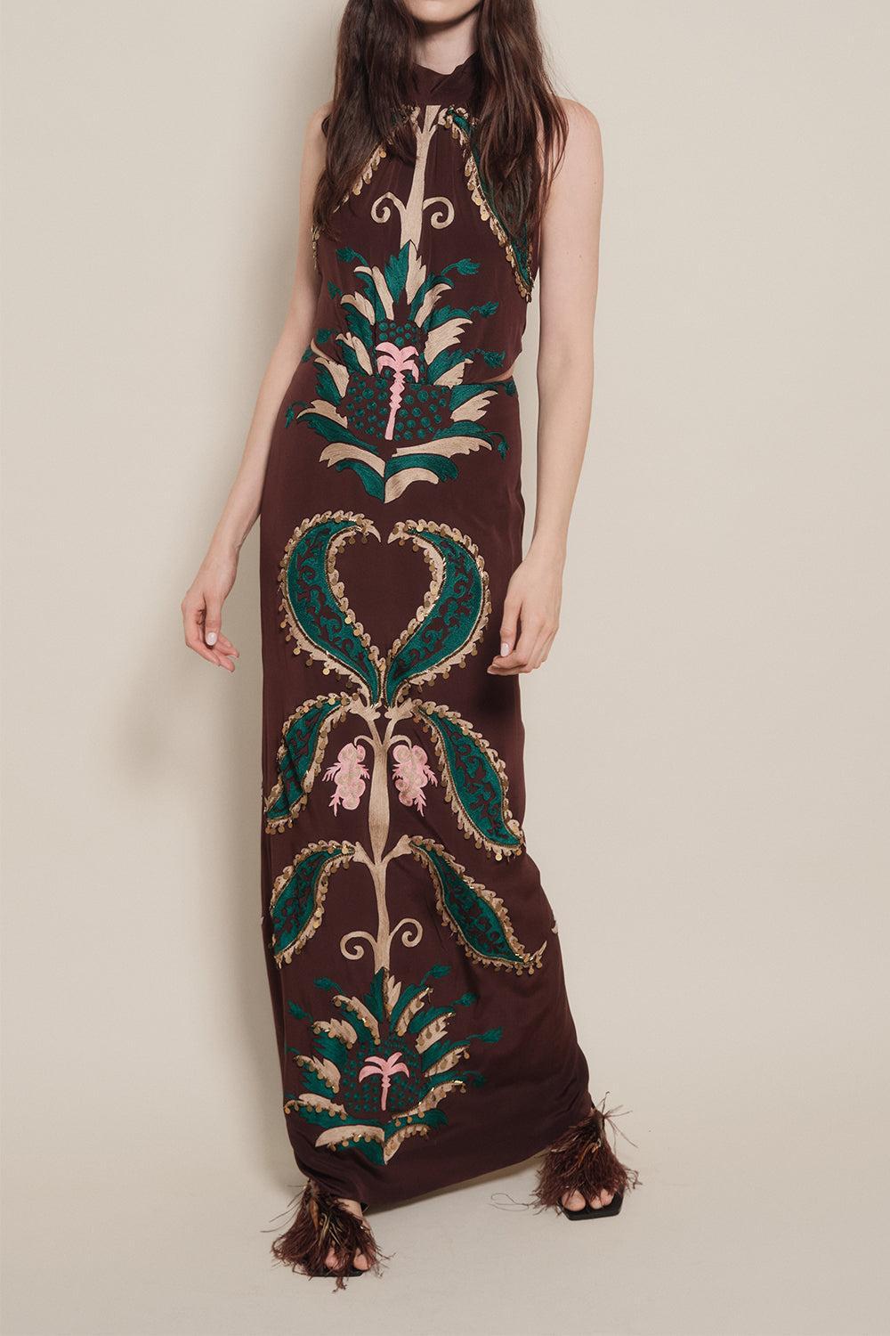 Promised Land Maxi Dress-DKCHOCGR-2-CLOTHINGDRESSCASUAL-JOHANNA ORTIZ