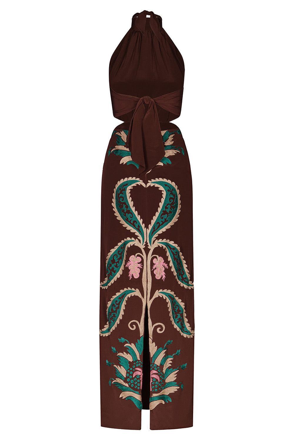 Promised Land Maxi Dress-DKCHOCGR-2-CLOTHINGDRESSCASUAL-JOHANNA ORTIZ