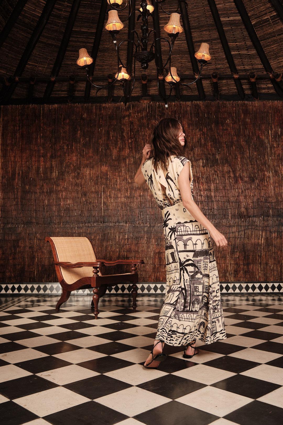 Interdimensional Dress-ECRU/BLK-2-CLOTHINGDRESSCASUAL-JOHANNA ORTIZ