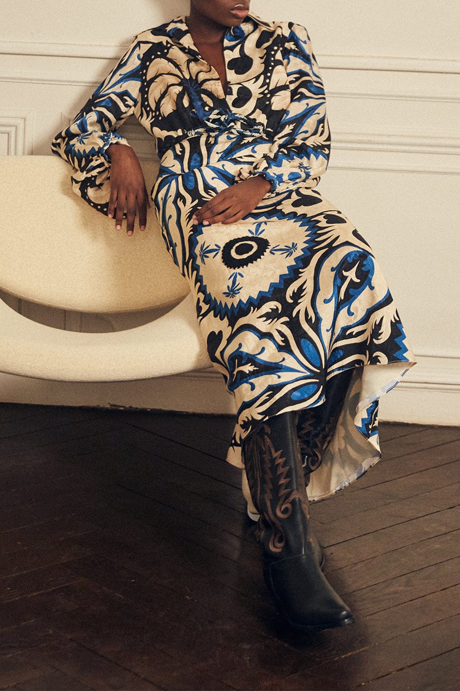 JOHANNA ORTIZ-Blurred Reality Long Sleeve Midi Dress-