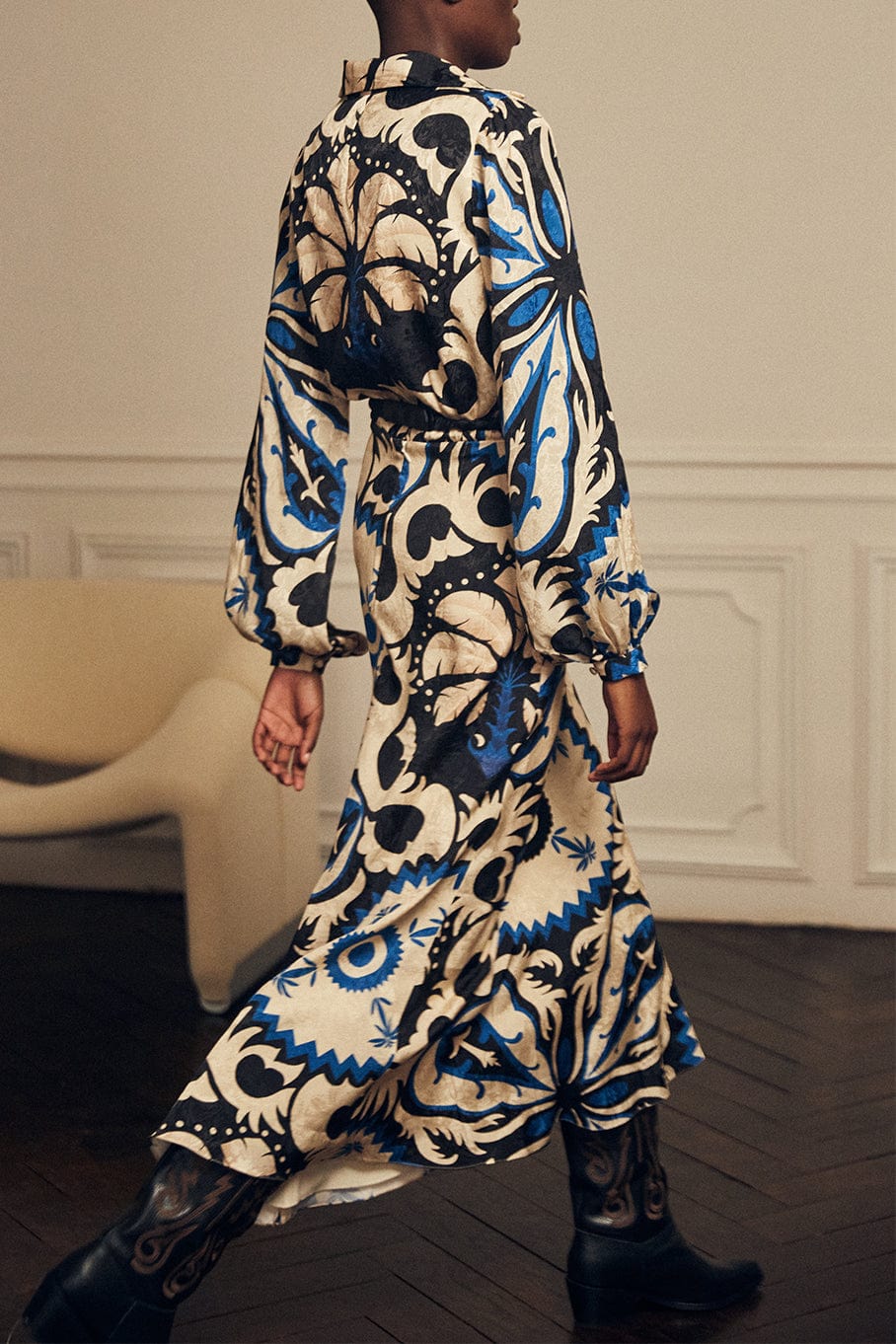 Blurred Reality Long Sleeve Midi Dress
