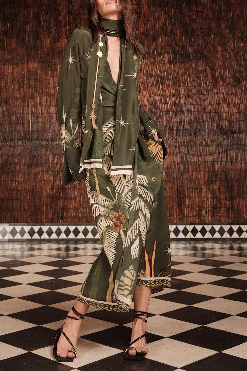 Eternity Begins Wrap Dress-GRN/YLLW-4-CLOTHINGDRESSCASUAL-JOHANNA ORTIZ