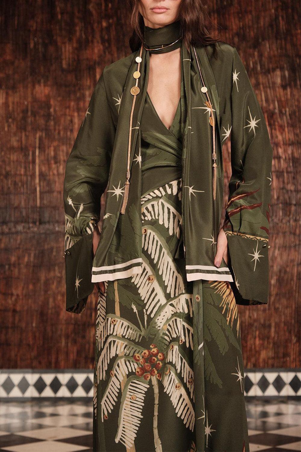 Eternity Begins Wrap Dress-GRN/YLLW-4-CLOTHINGDRESSCASUAL-JOHANNA ORTIZ