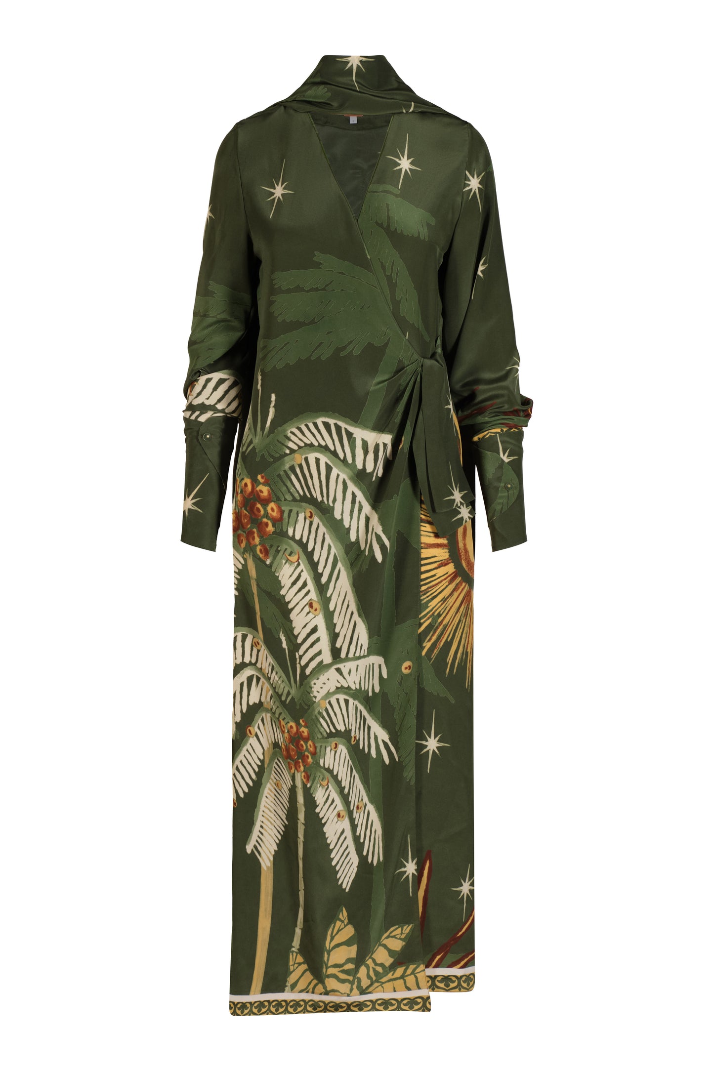 Eternity Begins Wrap Dress-GRN/YLLW-4-CLOTHINGDRESSCASUAL-JOHANNA ORTIZ