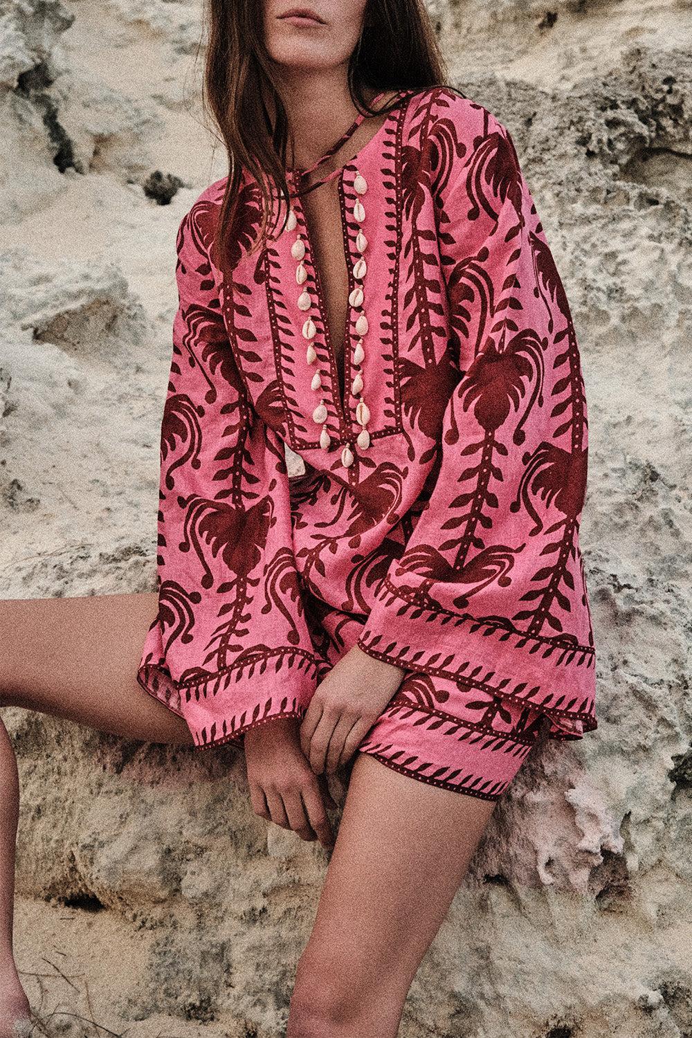 Wild Savannah Tunic Dress - Pink Cherry-PNKCHRRY-0-CLOTHINGDRESSCASUAL-JOHANNA ORTIZ