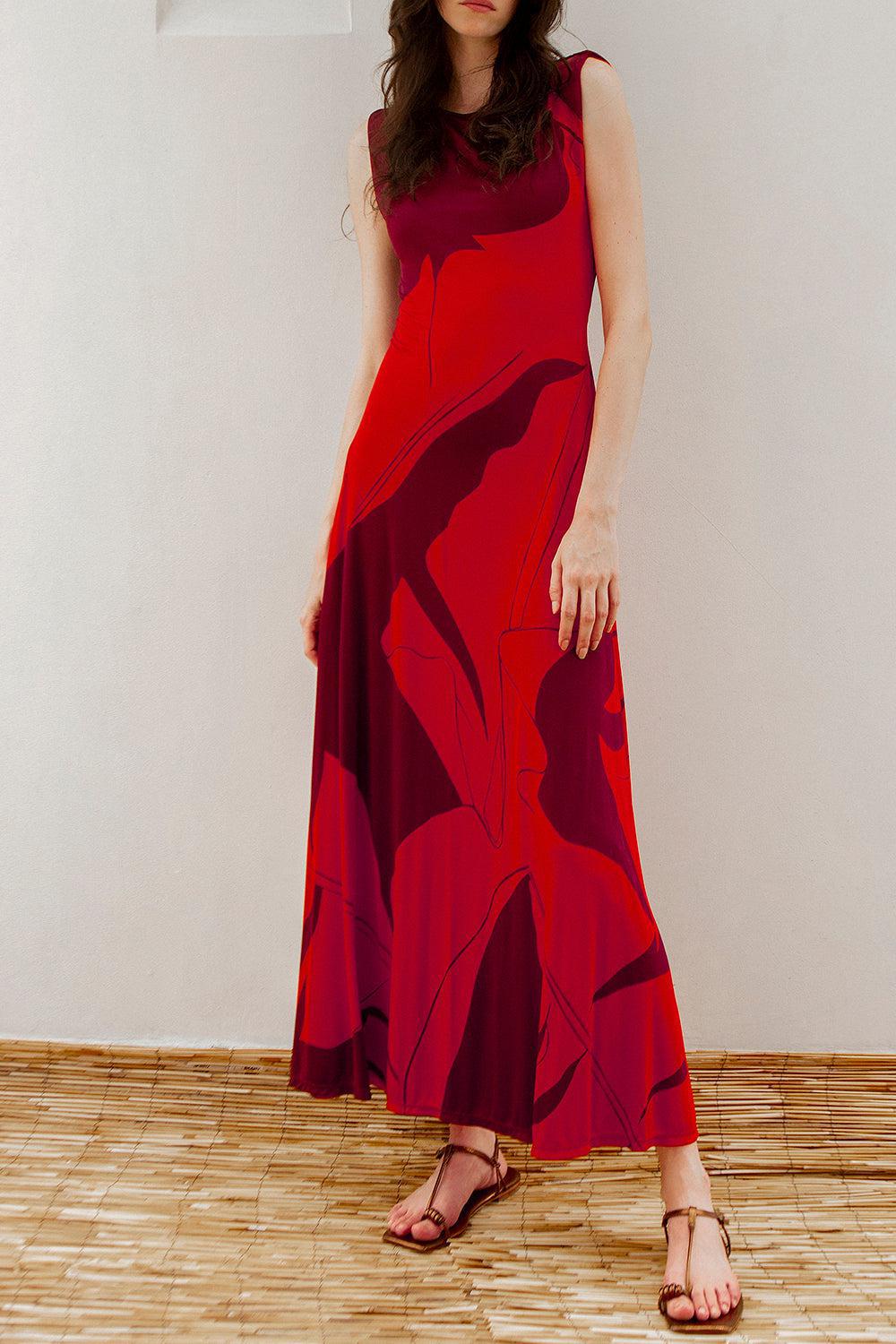 Deep Heart Dress-RED/LOBR-2-CLOTHINGDRESSCASUAL-JOHANNA ORTIZ