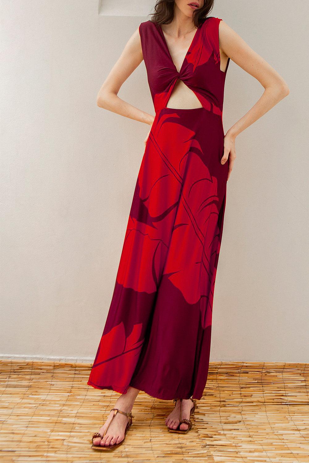 Deep Heart Dress-RED/LOBR-2-CLOTHINGDRESSCASUAL-JOHANNA ORTIZ