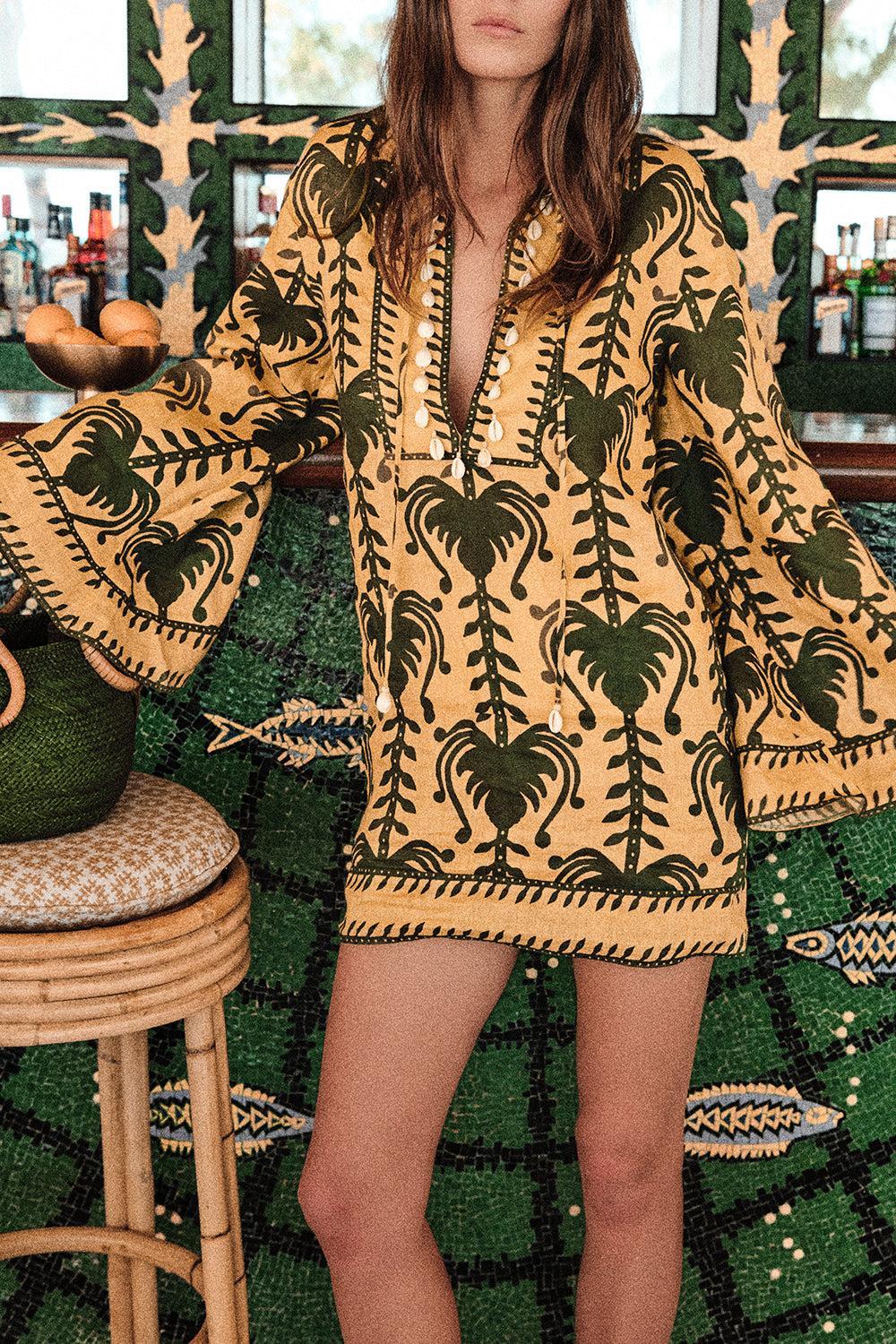 Wild Savannah Tunic Dress - Yellow Light Green | JOHANNA ORTIZ