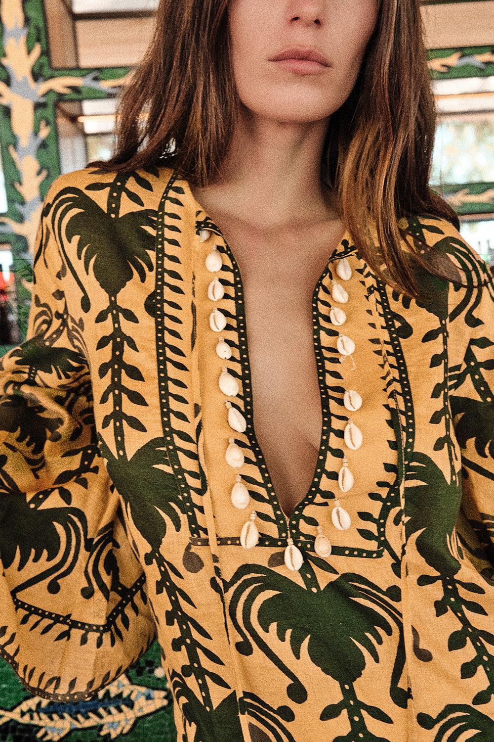 Wild Savannah Tunic Dress - Yellow Light Green | JOHANNA ORTIZ