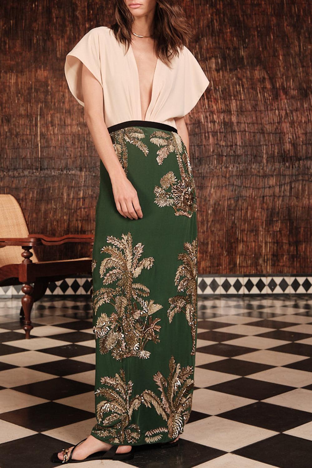 Night Steps Dress-ECRU/GRN-4-CLOTHINGDRESSCOCKTAIL-JOHANNA ORTIZ