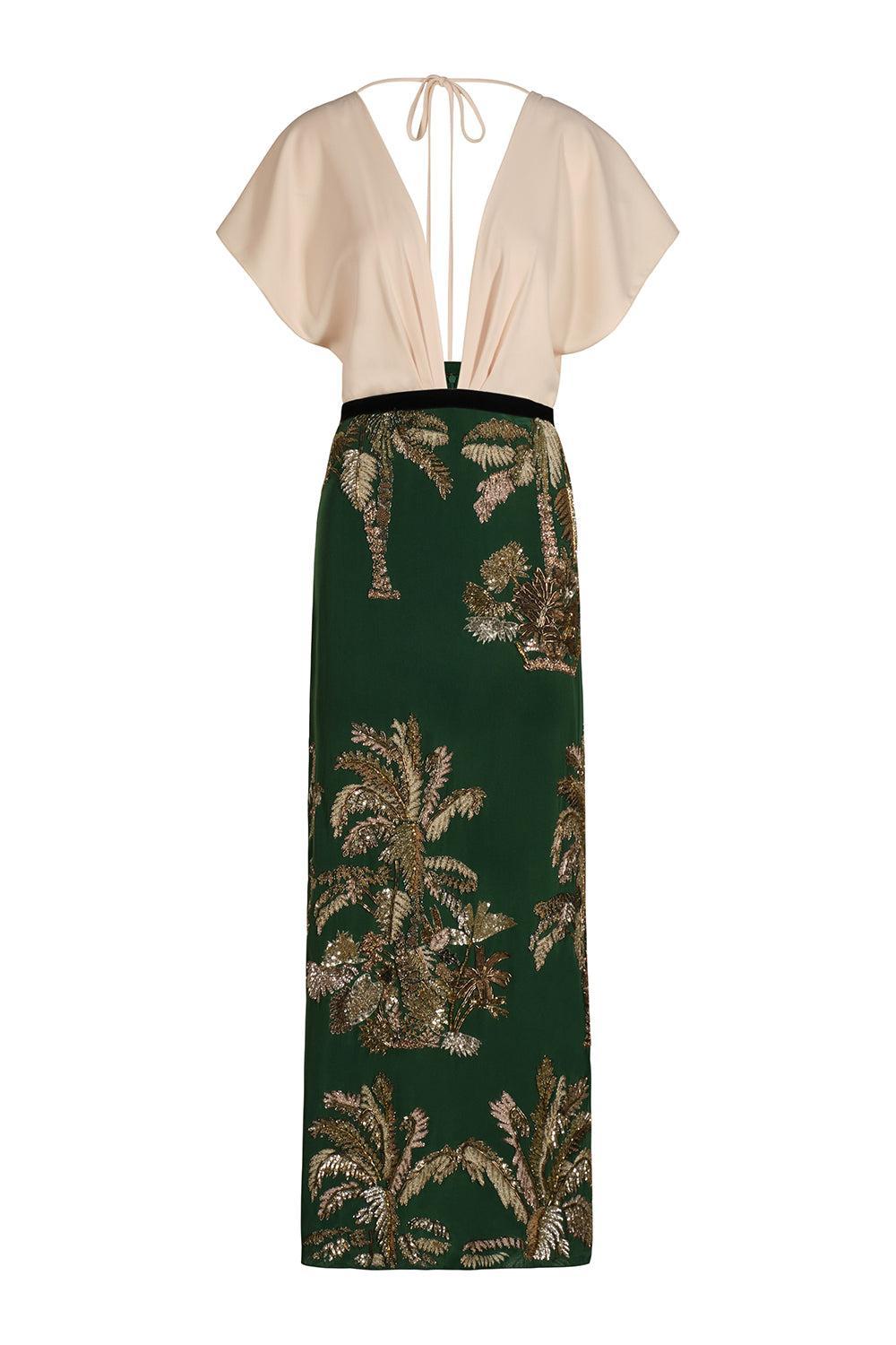 Night Steps Dress-ECRU/GRN-4-CLOTHINGDRESSCOCKTAIL-JOHANNA ORTIZ