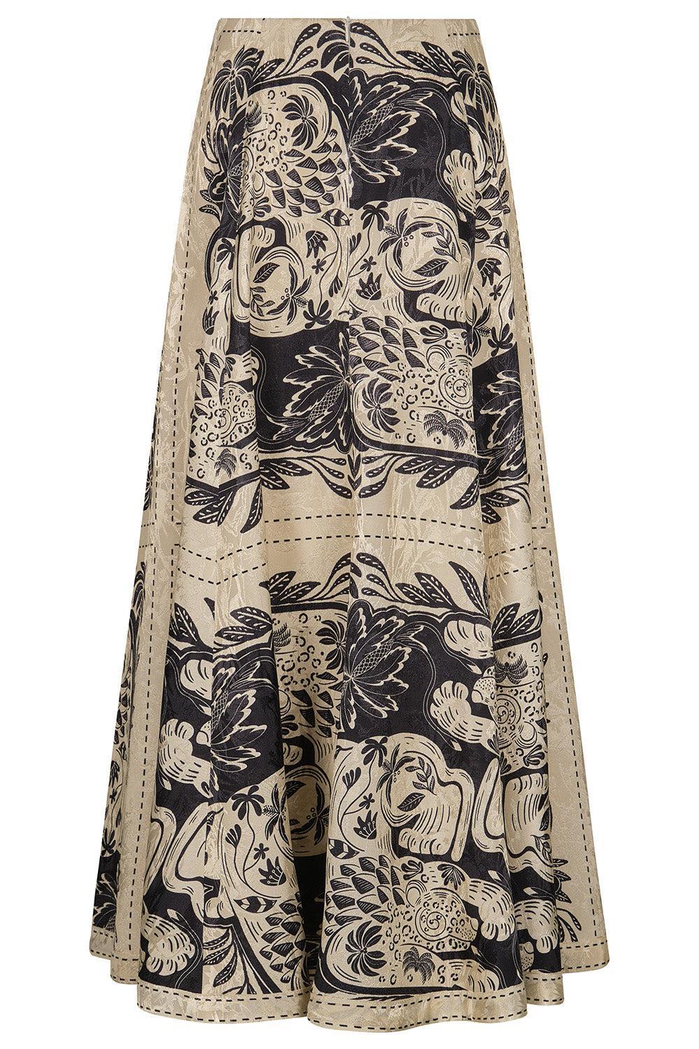 Encanto De Isla Ankle Skirt - Ecru Black-NOVELTY-4-CLOTHINGSKIRTMAXI-JOHANNA ORTIZ