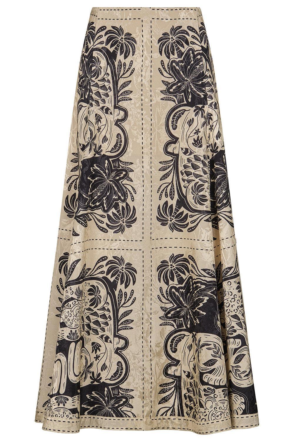  Encanto De Isla Ankle Skirt - Ecru Black-NOVELTY-4-CLOTHINGSKIRTMAXI-JOHANNA ORTIZ 