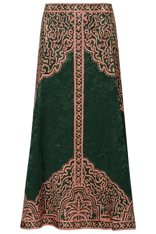 Encanto De Isla Ankle Skirt - Green Salmon-GREEN-2-CLOTHINGSKIRTMIDI-JOHANNA ORTIZ